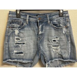 Judy Blue Curtain Size M Shorts Distressed  Stretch High Rise Style JB15207 LT